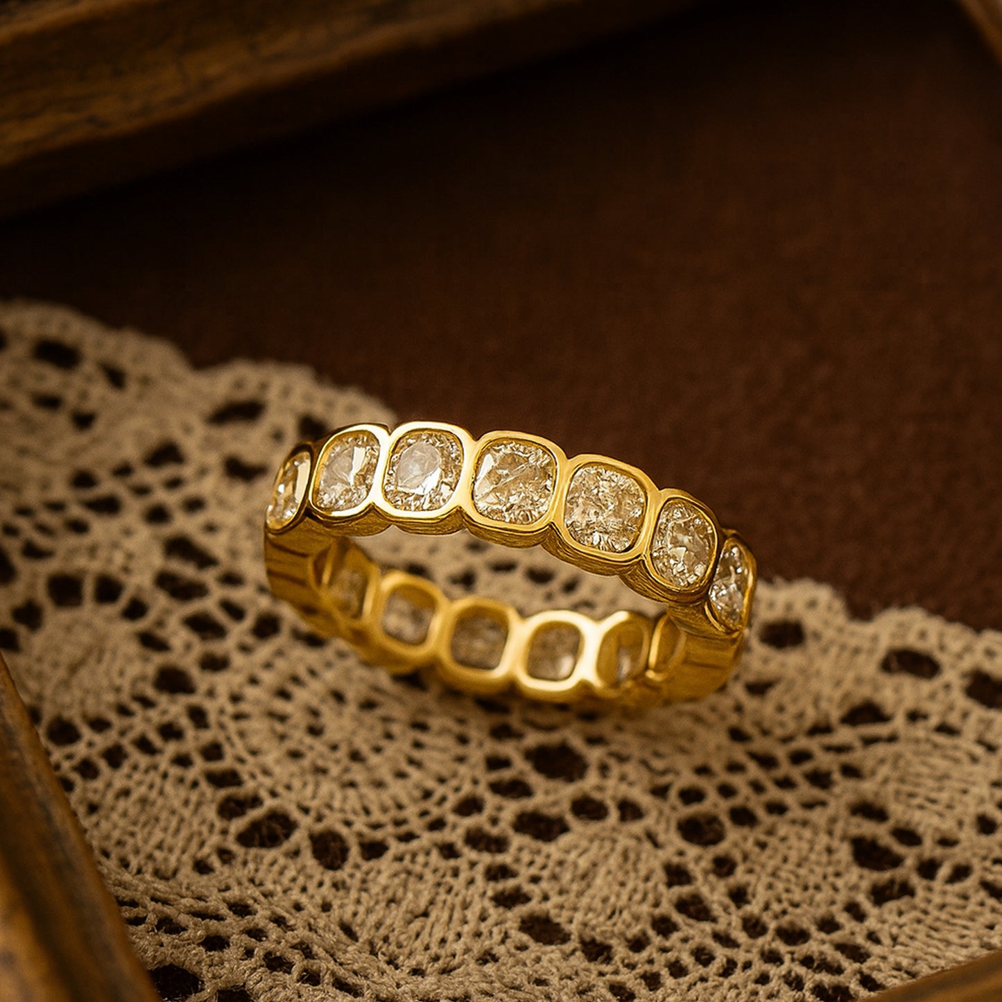 September Born Birthstone Oval Diamond Gold Eternity Band Wedding Gift