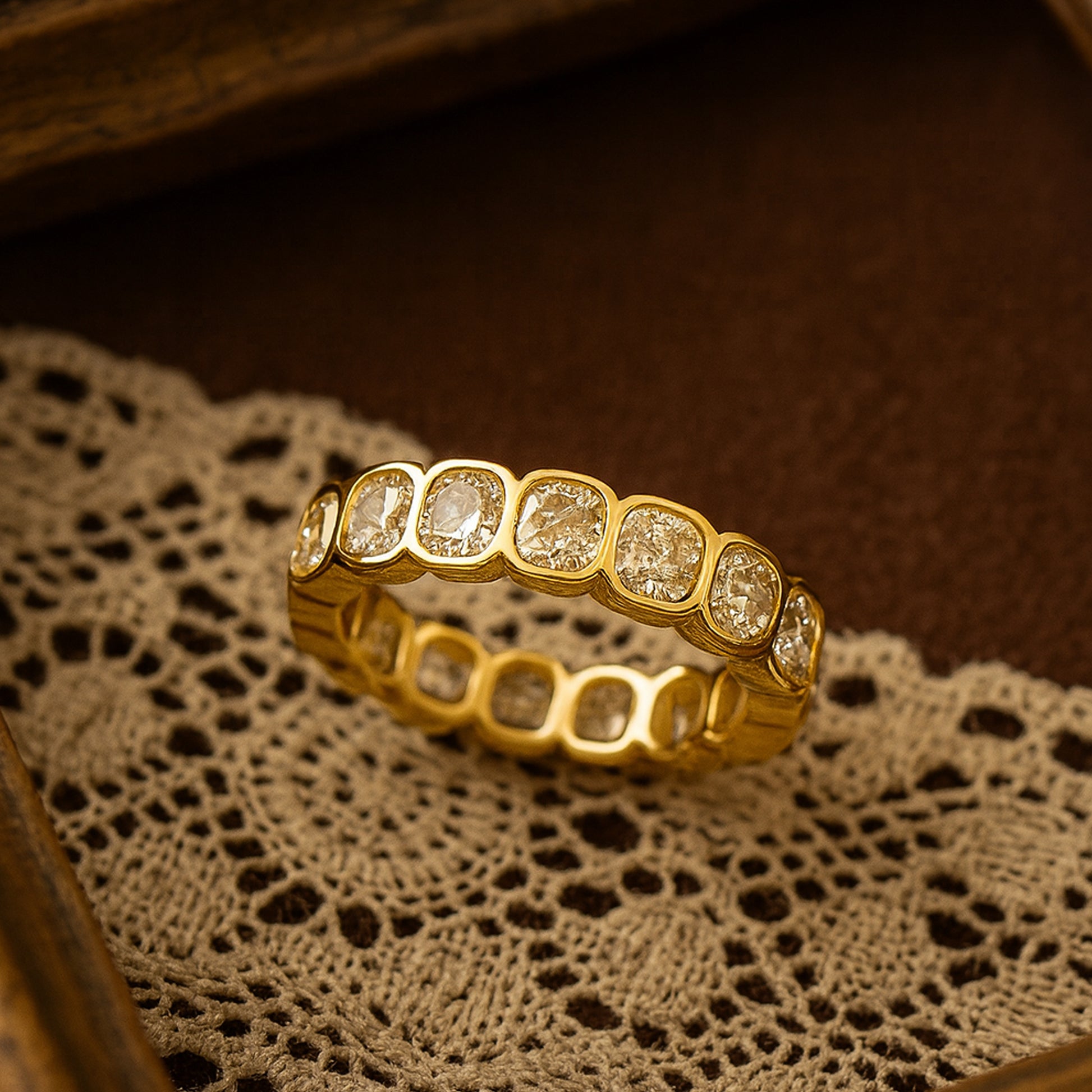 September Born Birthstone Oval Diamond Gold Eternity Band Wedding Gift