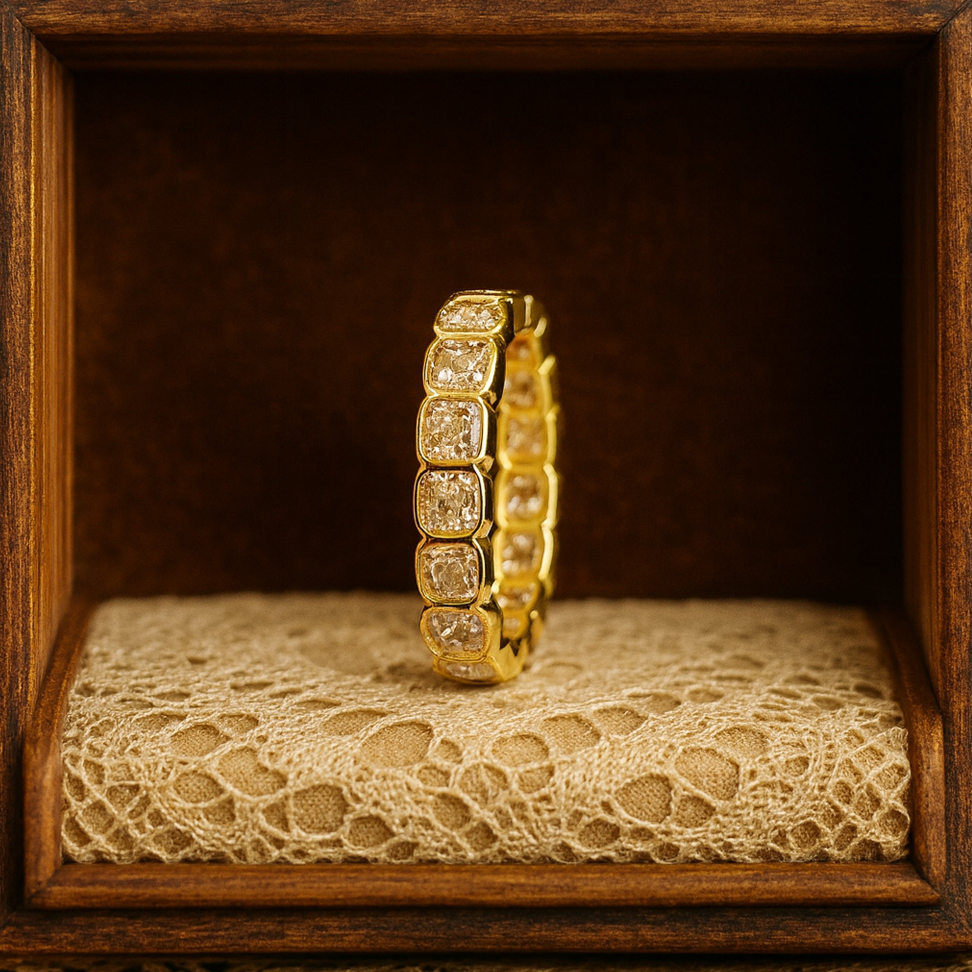 September Born Birthstone Oval Diamond Gold Eternity Band Wedding Gift
