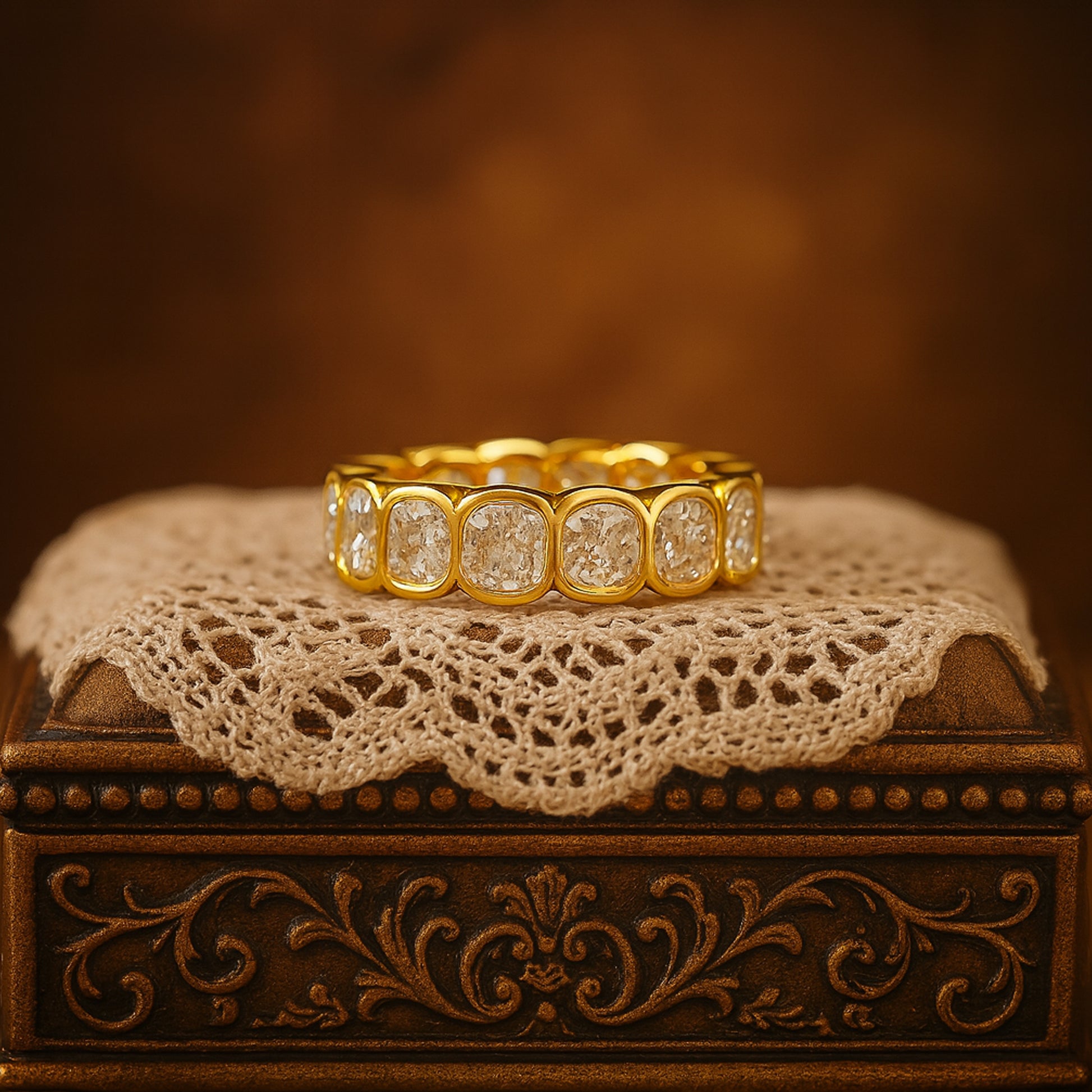 September Born Birthstone Oval Diamond Gold Eternity Band Wedding Gift
