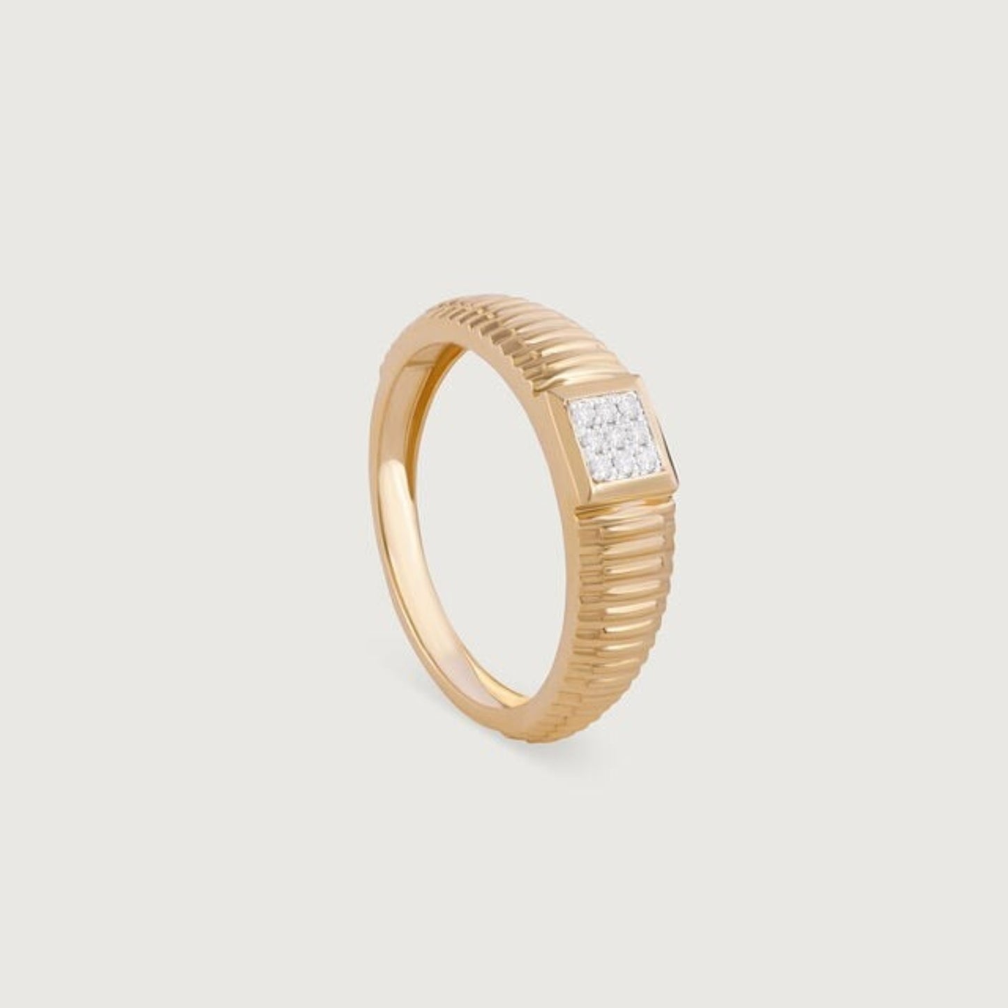 1ct Moissanite Ring Square Setting Ribbed Band Multi Metal Options