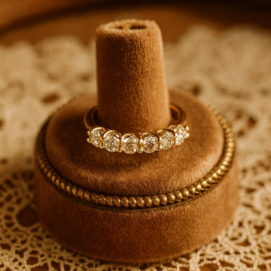 Wedding Rings for Guys Five Stone Diamonds Gold Band Anniversary Rings