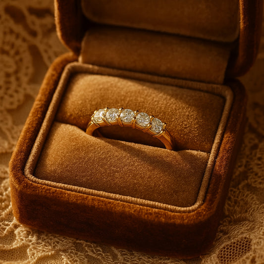 Wedding Rings for Guys Five Stone Diamonds Gold Band Anniversary Rings