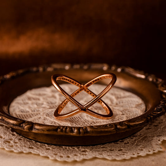 Guy Wedding Bands Rose Gold Diamond Criss Cross X Gold Rings for Women