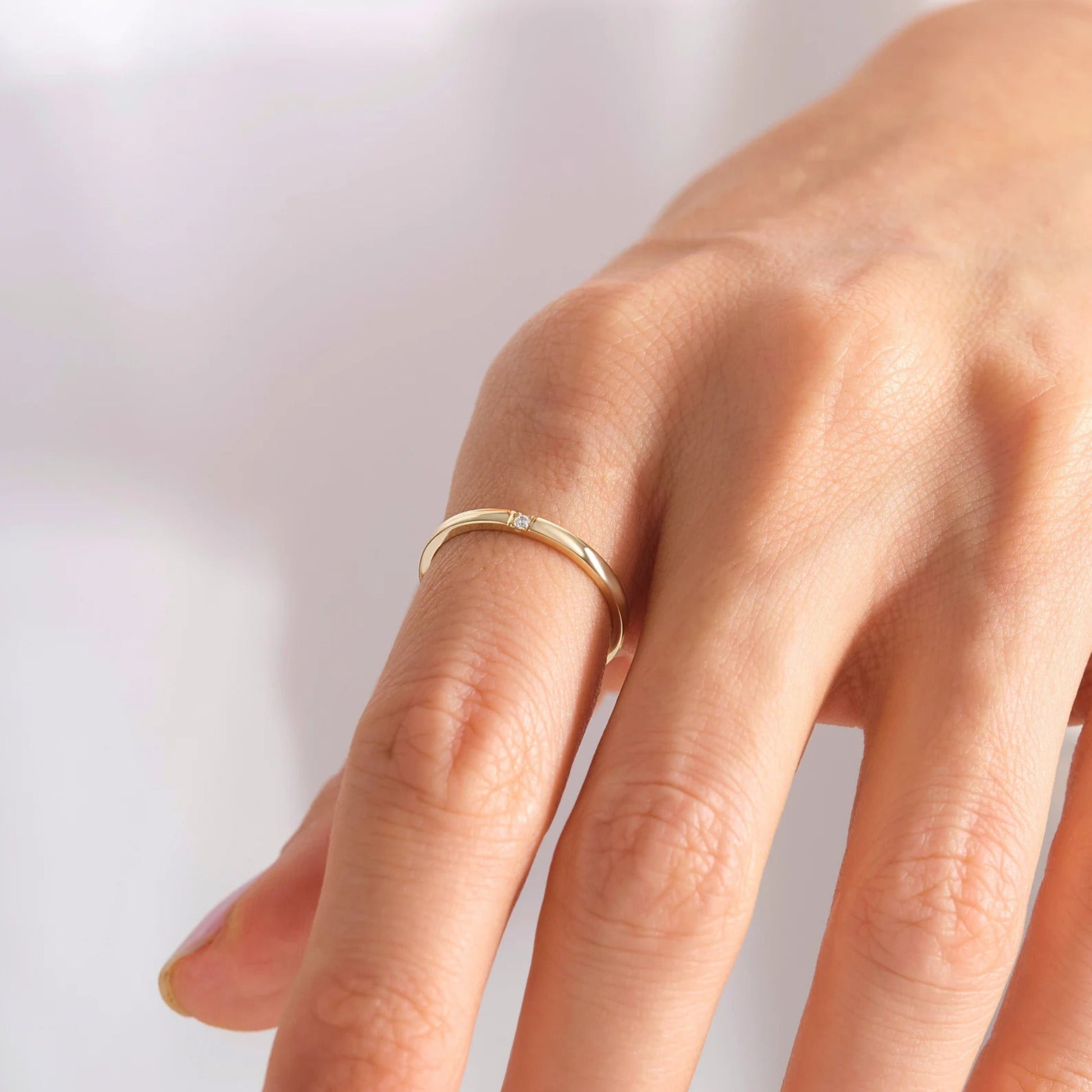 Promise Rings Women's Engagement Rings Minimalist 14K Gold Band Ring