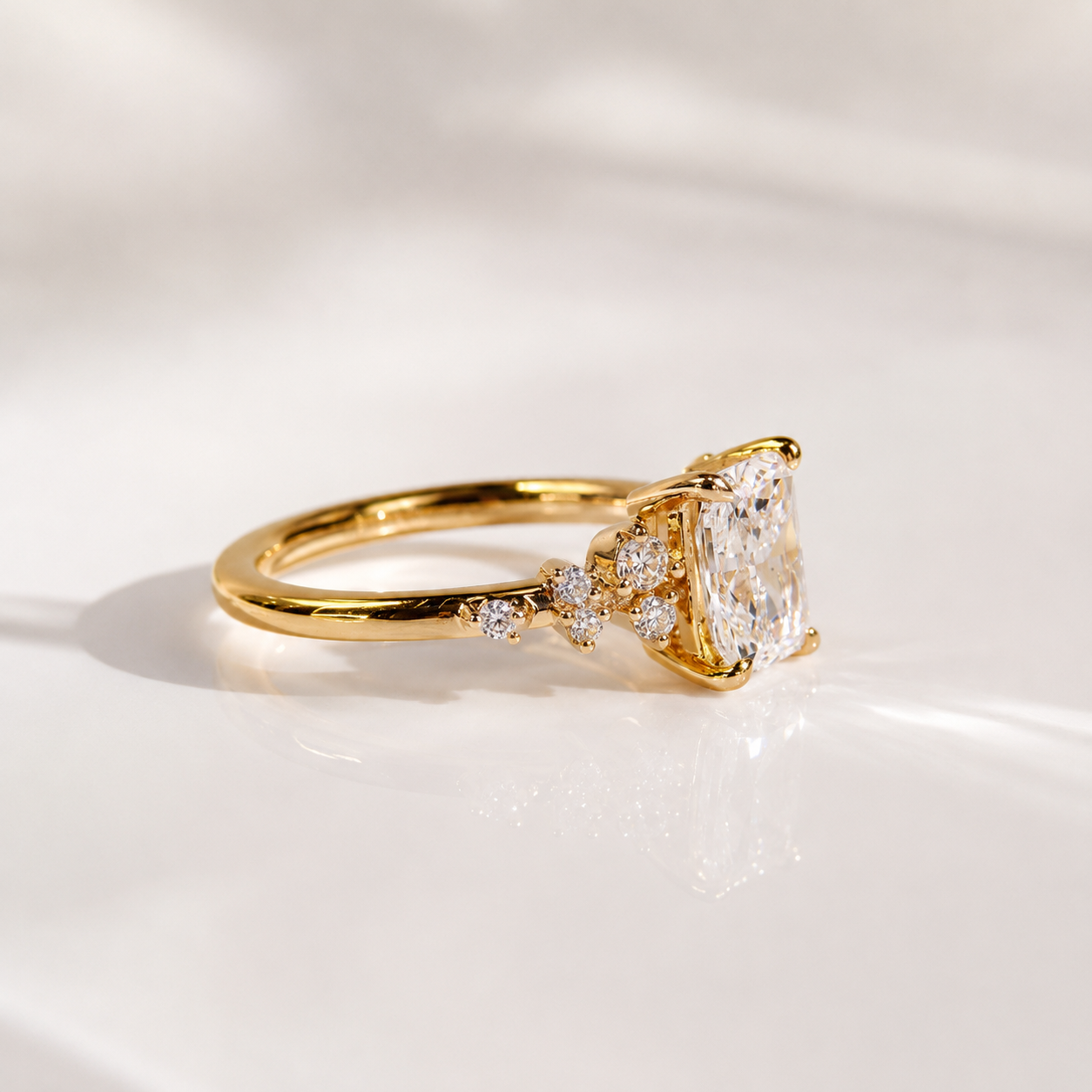 Cushion Cut Wedding Rings Elongated Cushion Ring Yellow Gold Band.
