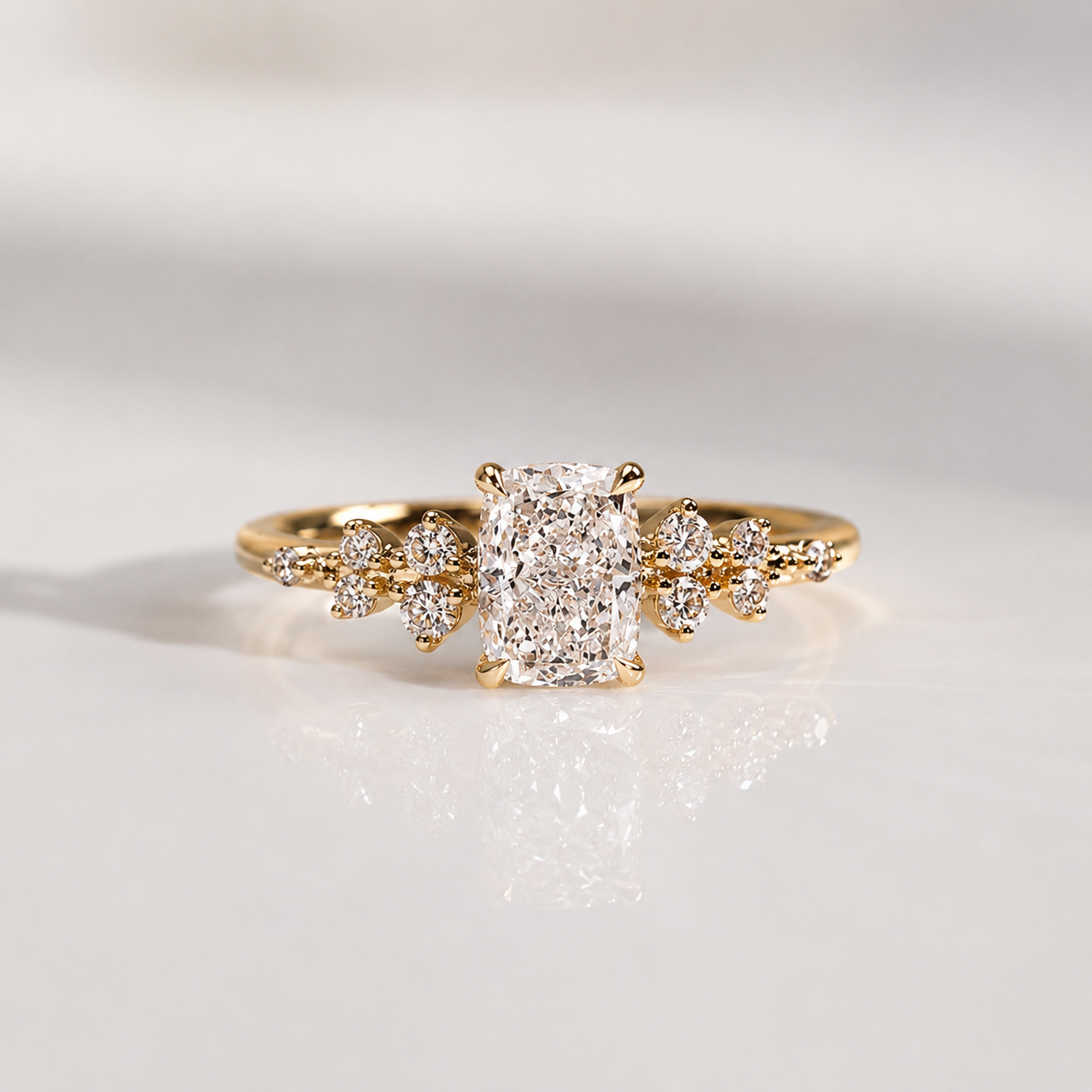Cushion Cut Diamond Ring Elongated Cushion Cut Engagement Ring.
