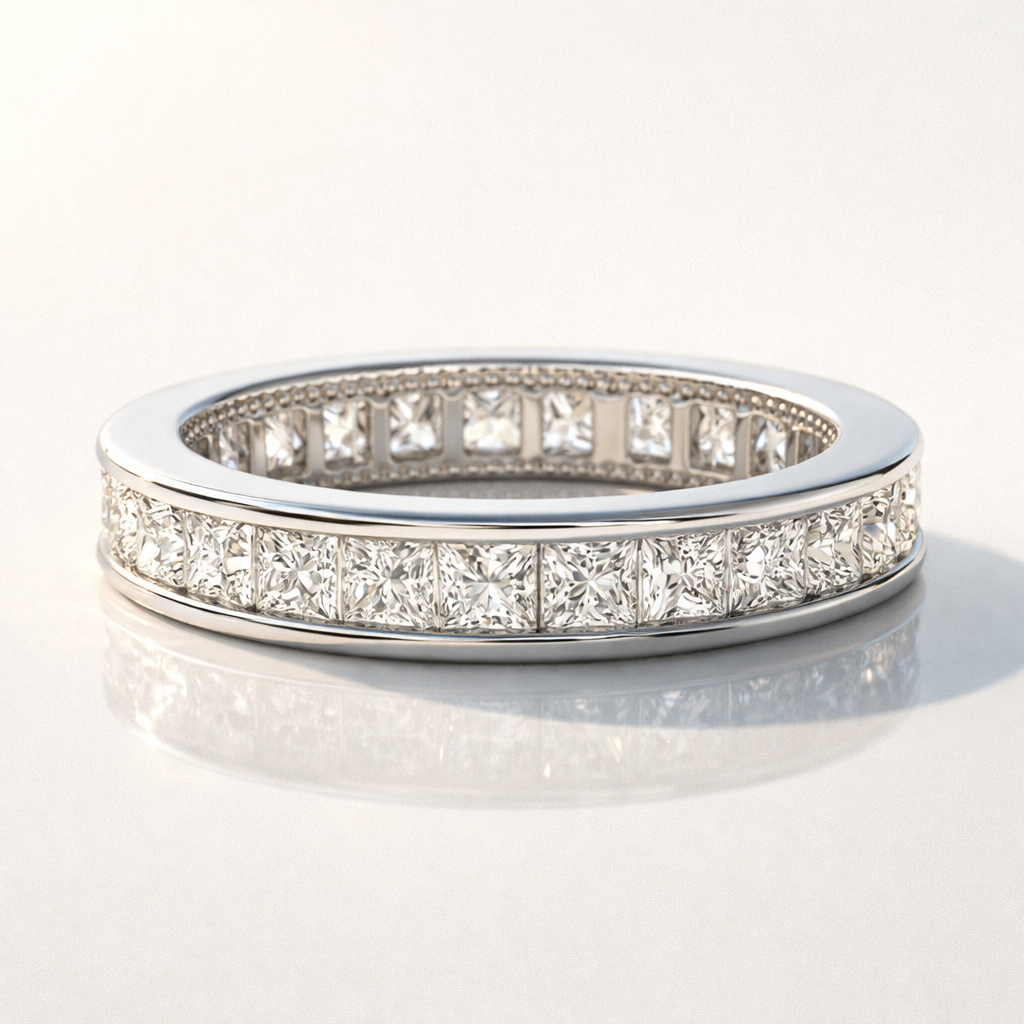 Princess Cut Channel Set Wedding Band