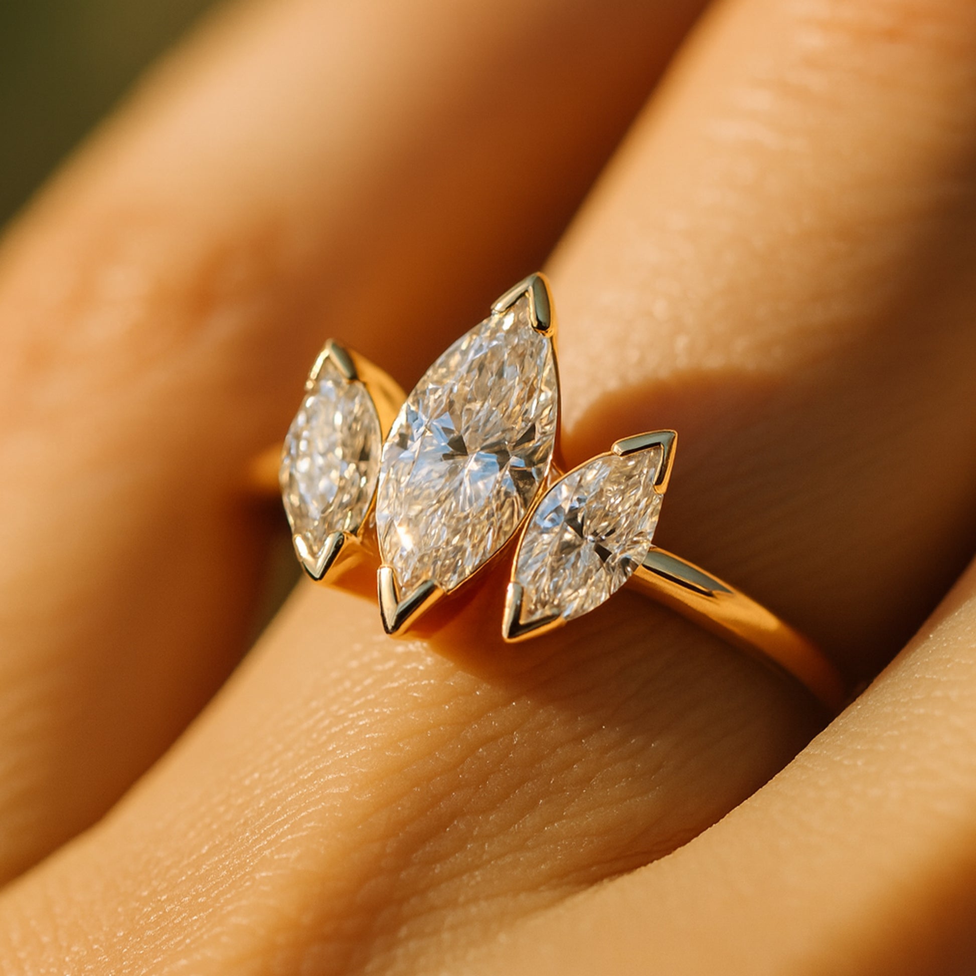 Wedding Bands for Women Three Stone Marquise Diamonds Engagement Rings