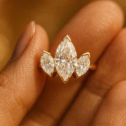 Wedding Bands for Women Three Stone Marquise Diamonds Engagement Rings