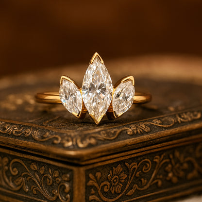 Wedding Bands for Women Three Stone Marquise Diamonds Engagement Rings