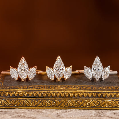Wedding Bands for Women Three Stone Marquise Diamonds Engagement Rings