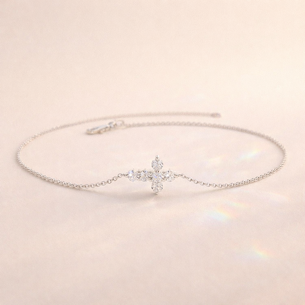 Diamond Cross Bracelet Featuring Elegant Charm Design
