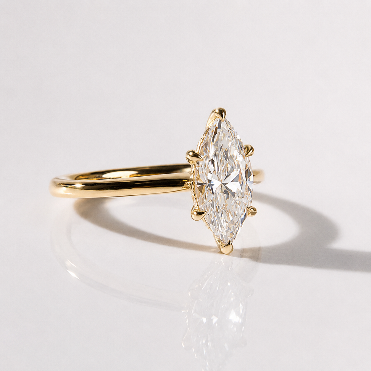 Marquise Ring Solitaire Marquise Diamond Ring Hidden Halo Diamond Ring.

