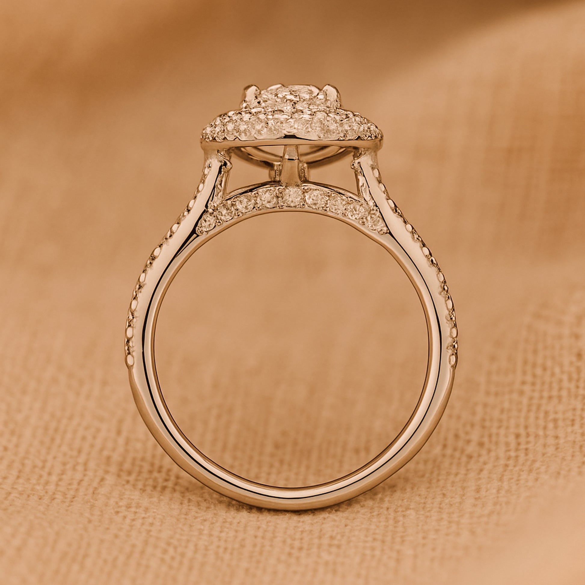 Rings and Engagement Double Halo Oval Diamond Engagement 10K Gold Ring