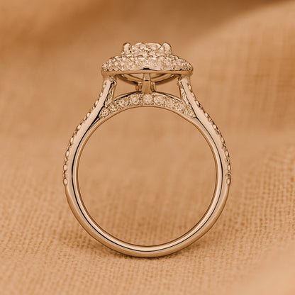 Rings and Engagement Double Halo Oval Diamond Engagement 10K Gold Ring