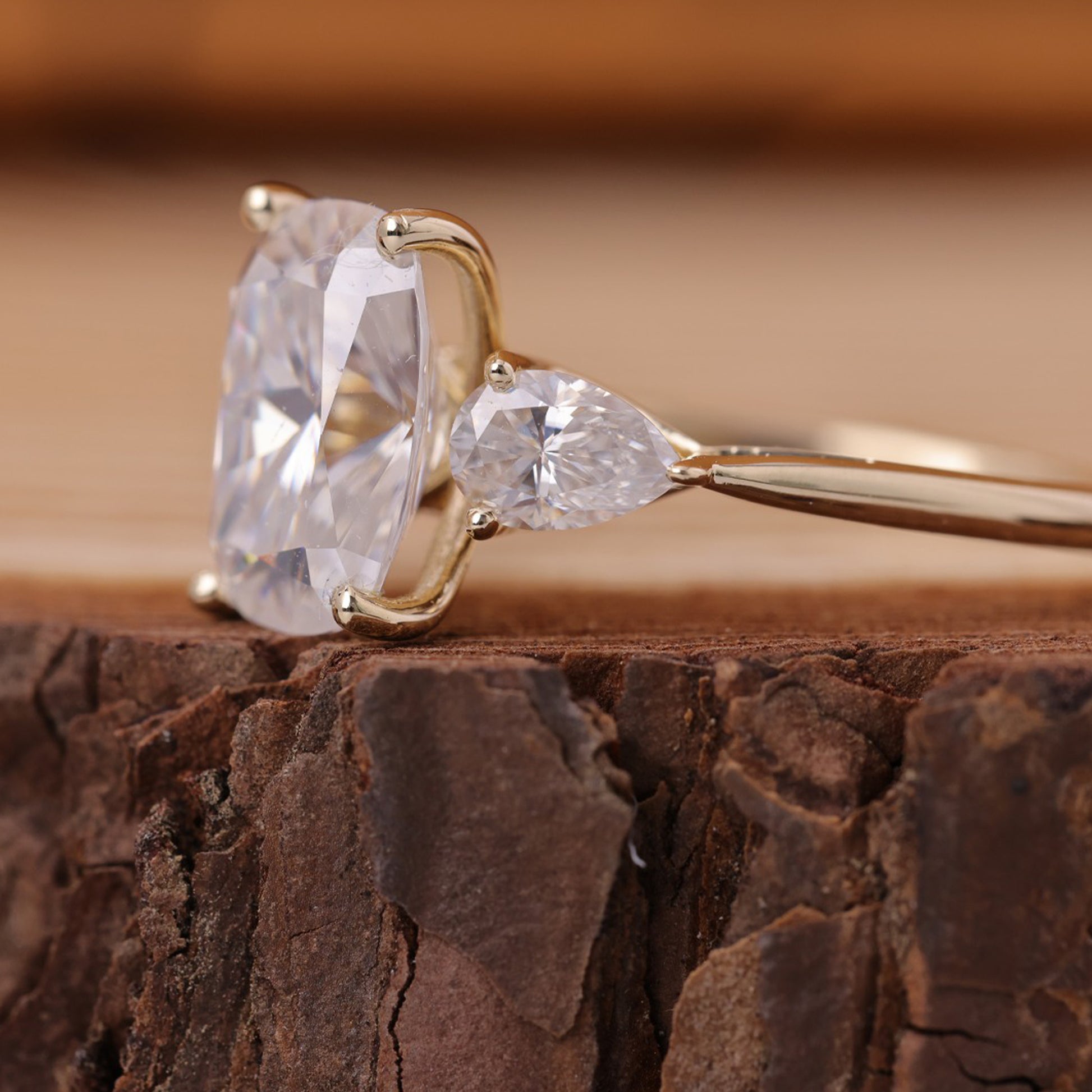 Three stone diamond ring, Cushion cut diamond engagement ring, Gold engagement ring for women, Engagement rings USA, Women’s diamond rings, Elegant three stone rings, Cushion cut engagement ring USA, Gold diamond ring online, Trending engagement rings 2025 USA, Unique diamond rings for her