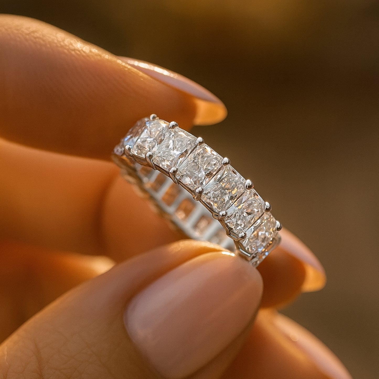 Women Ring Wedding Radiant Cut Diamond Eternity Ring for Timeless Style