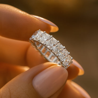 Women Ring Wedding Radiant Cut Diamond Eternity Ring for Timeless Style