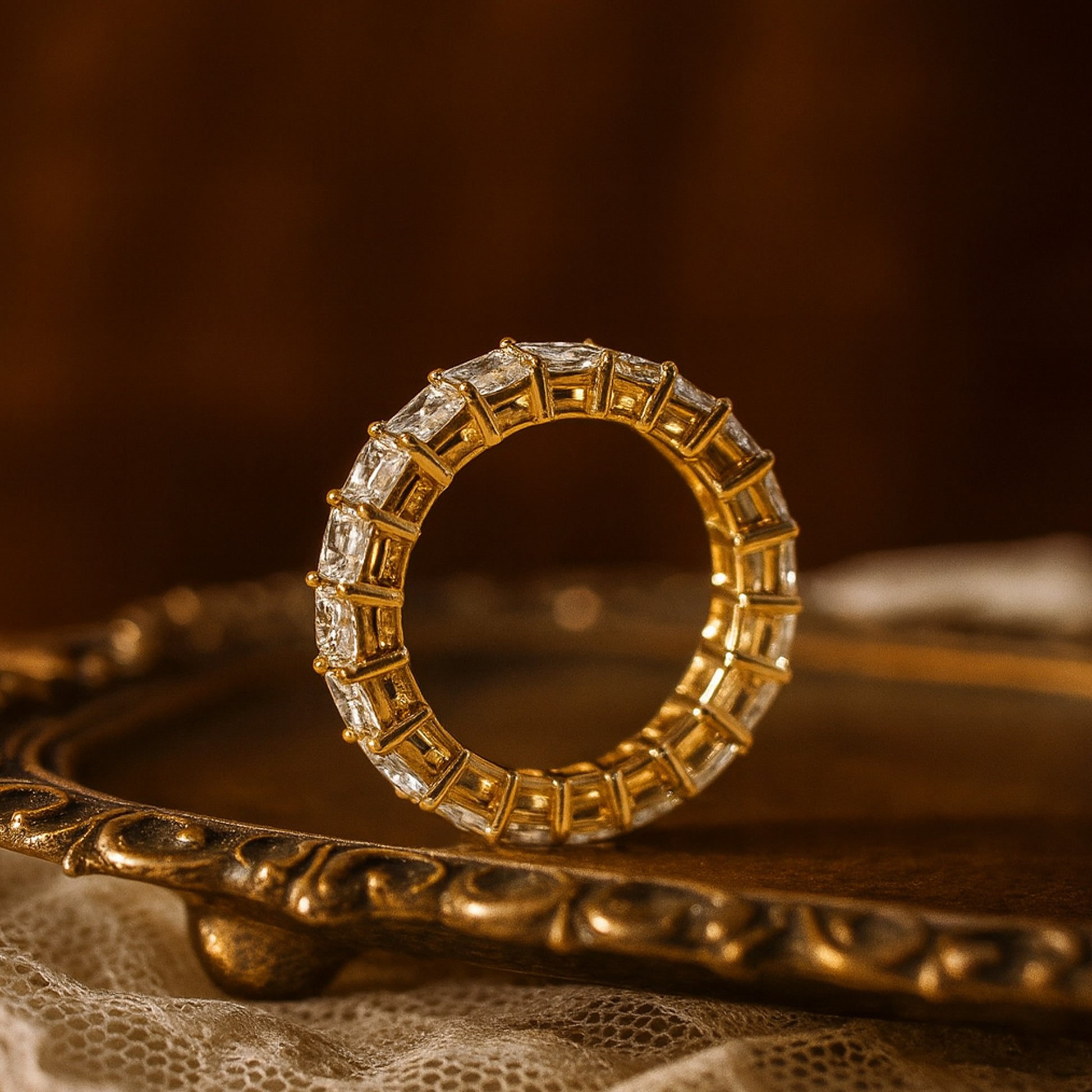 Women Ring Wedding Radiant Cut Diamond Eternity Ring for Timeless Style