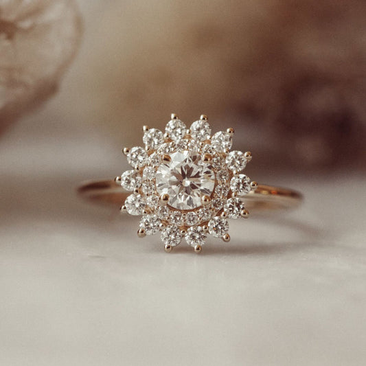 Wedding and Rings Vintage Moissanite Halo Engagement Ring for Women vintage wedding jewelry