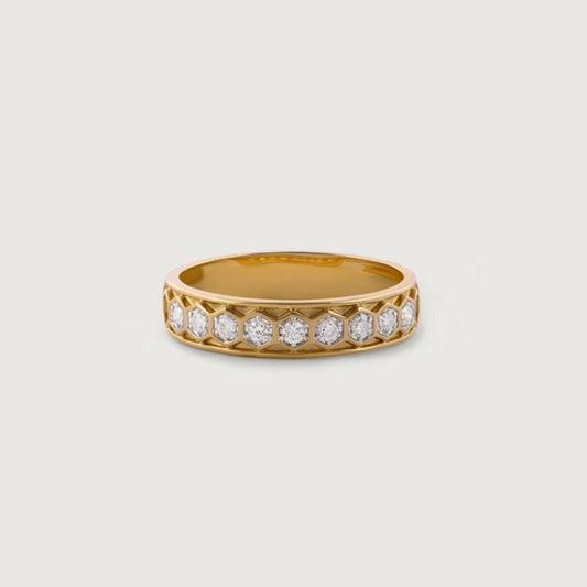 Men's Eternity Wedding Band - Multi Diamond Gold Ring for Grooms