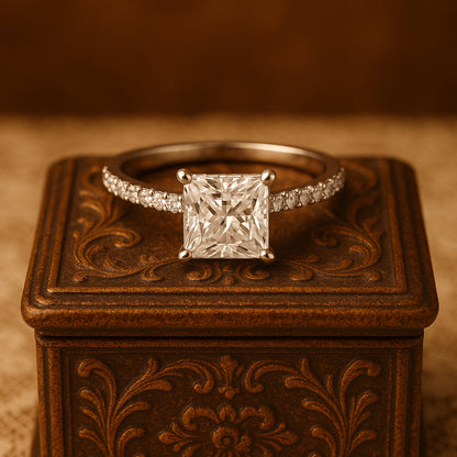 Guy Wedding Rings Princess Cut Diamond Engagement Pave Band Gold Rings