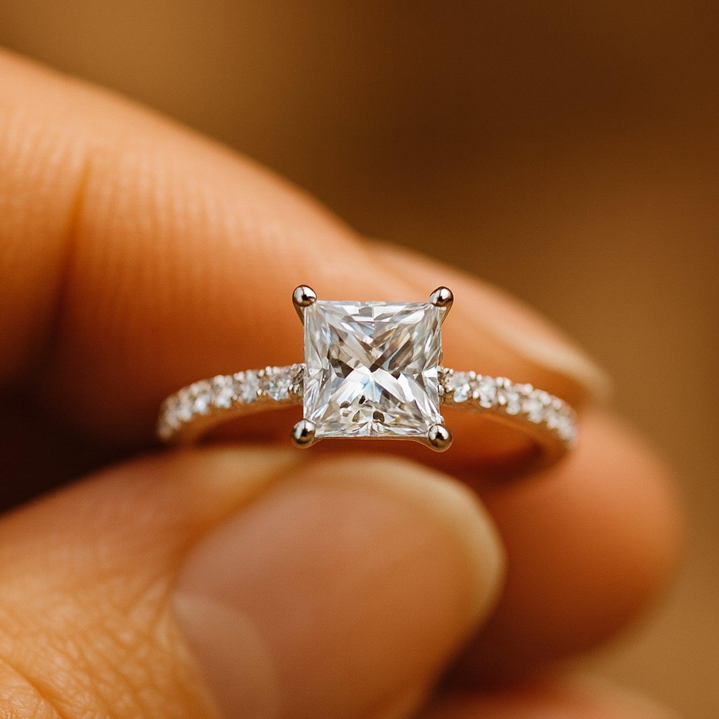 Guy Wedding Rings Princess Cut Diamond Engagement Pave Band Gold Rings