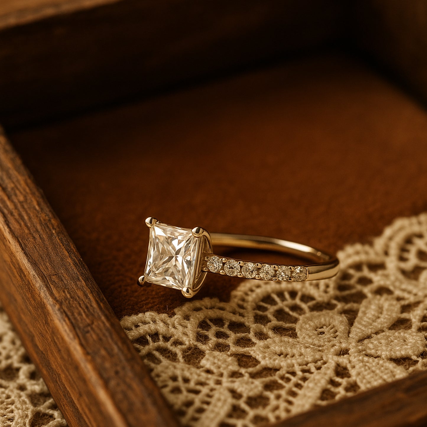 Guy Wedding Rings Princess Cut Diamond Engagement Pave Band Gold Rings