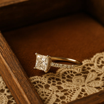 Guy Wedding Rings Princess Cut Diamond Engagement Pave Band Gold Rings