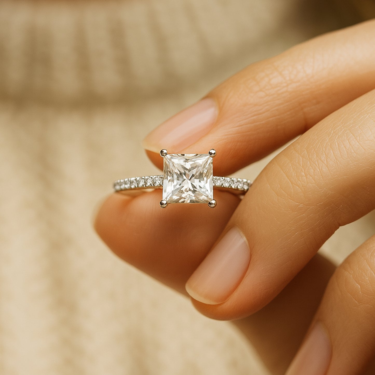 Guy Wedding Rings Princess Cut Diamond Engagement Pave Band Gold Rings