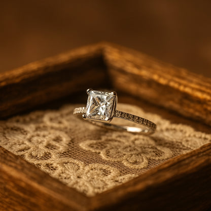 Guy Wedding Rings Princess Cut Diamond Engagement Pave Band Gold Rings