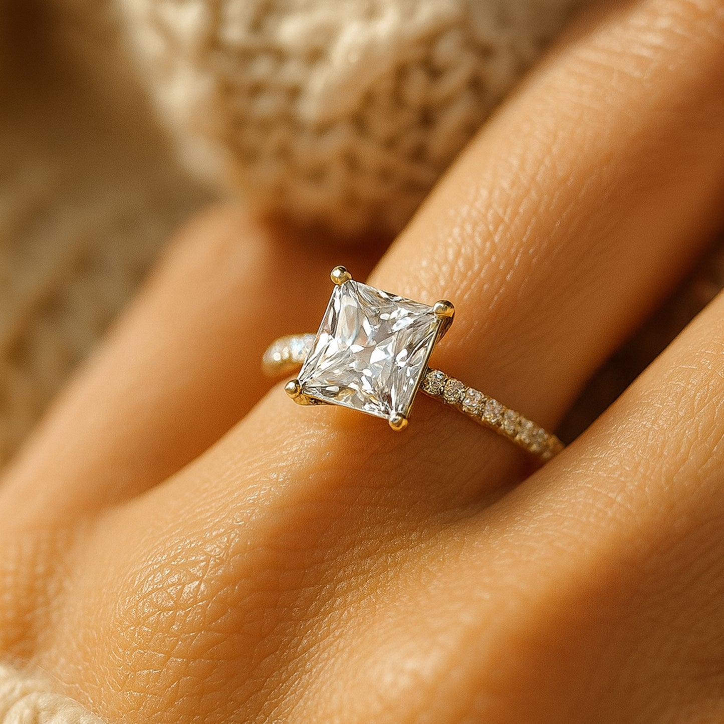 Guy Wedding Rings Princess Cut Diamond Engagement Pave Band Gold Rings