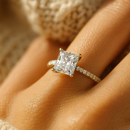 Guy Wedding Rings Princess Cut Diamond Engagement Pave Band Gold Rings
