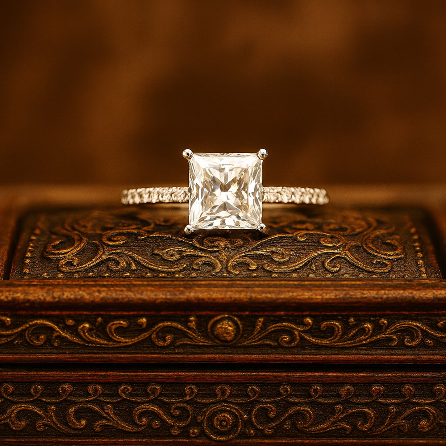 Guy Wedding Rings Princess Cut Diamond Engagement Pave Band Gold Rings