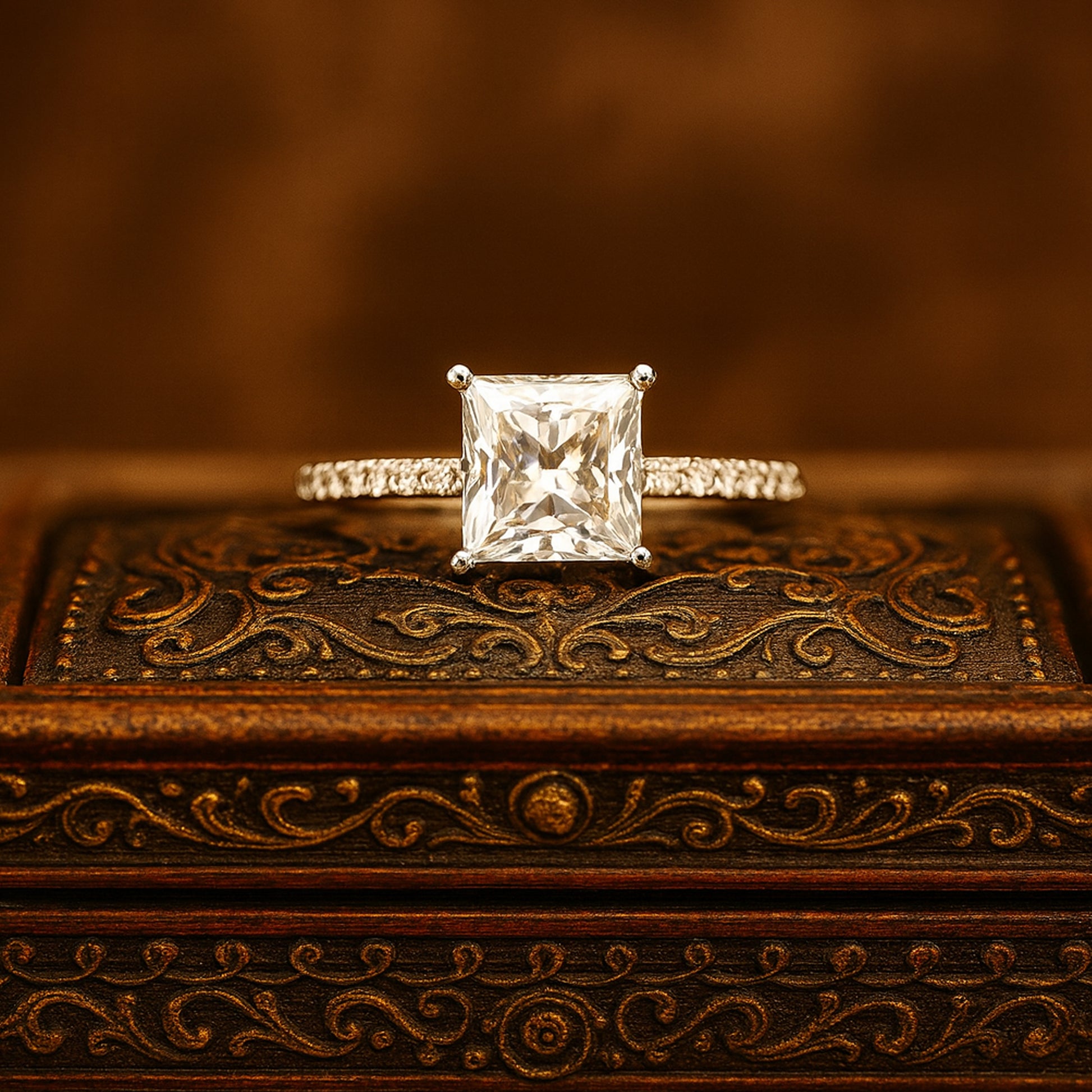 Guy Wedding Rings Princess Cut Diamond Engagement Pave Band Gold Rings