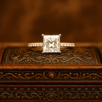 Guy Wedding Rings Princess Cut Diamond Engagement Pave Band Gold Rings