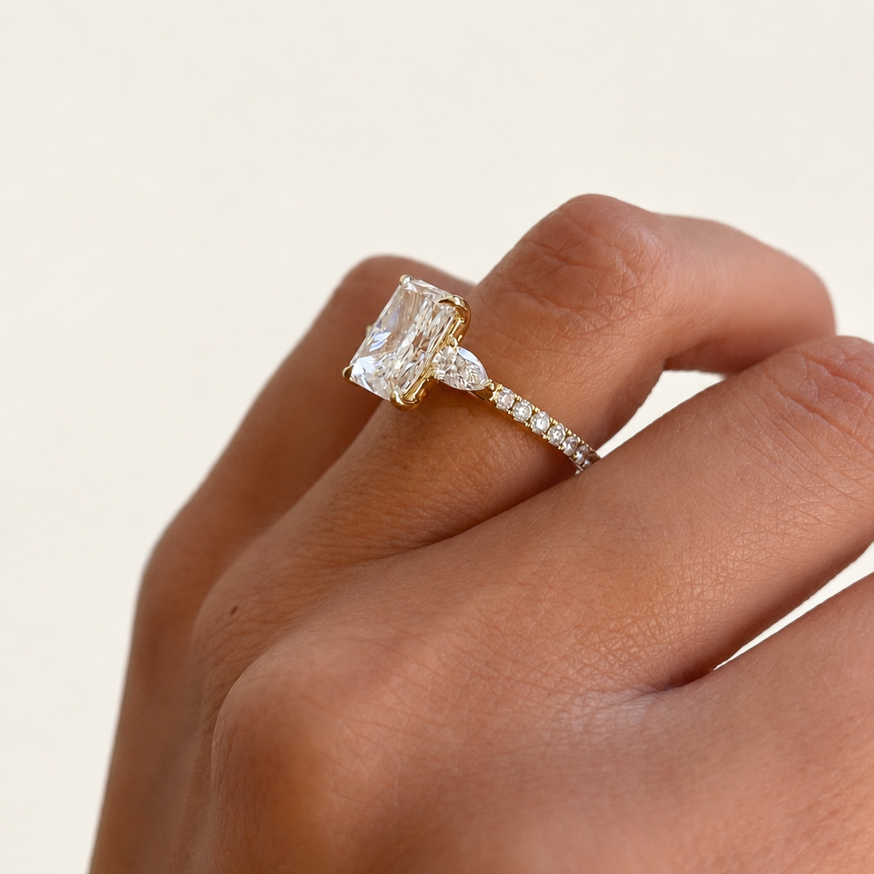 Radiant Diamond Engagement Ring 4 Prong Setting Custom Engagement Ring.