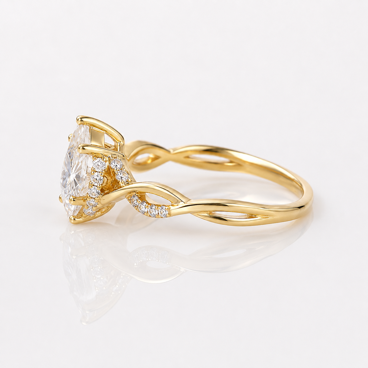 Twisted Band Pear Cut Classic Engagement Ring