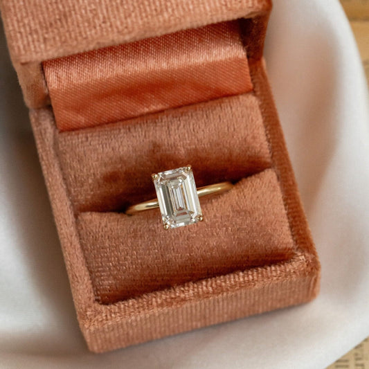 Gorgeous 10K Rose Gold Emerald Cut Diamond Solitaire Everyday Wear Ring
