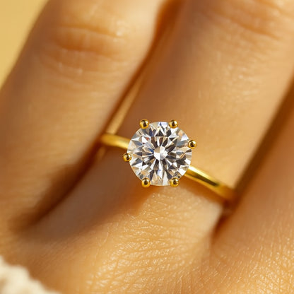 September Born Birthstone Brilliant Round Cut Gold Ring for Engagement