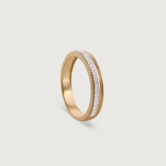 Man Marriage Rings - Gold Half Eternity Diamond Wedding Band