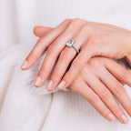 Radiant Cut Hidden Halo Pavé Engagement Ring In Elegant Cathedral Design