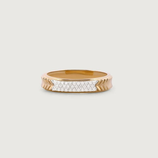 Men's Gold Engagement Ring - Diamond Pave Wedding 10K Gold Band