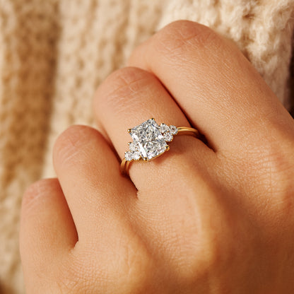 Types of Wedding Rings Radiant Cut Diamond Engagement Side Stones Ring