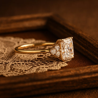 Types of Wedding Rings Radiant Cut Diamond Engagement Side Stones Ring
