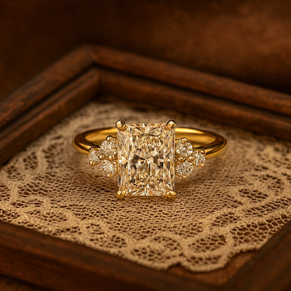 Types of Wedding Rings Radiant Cut Diamond Engagement Side Stones Ring