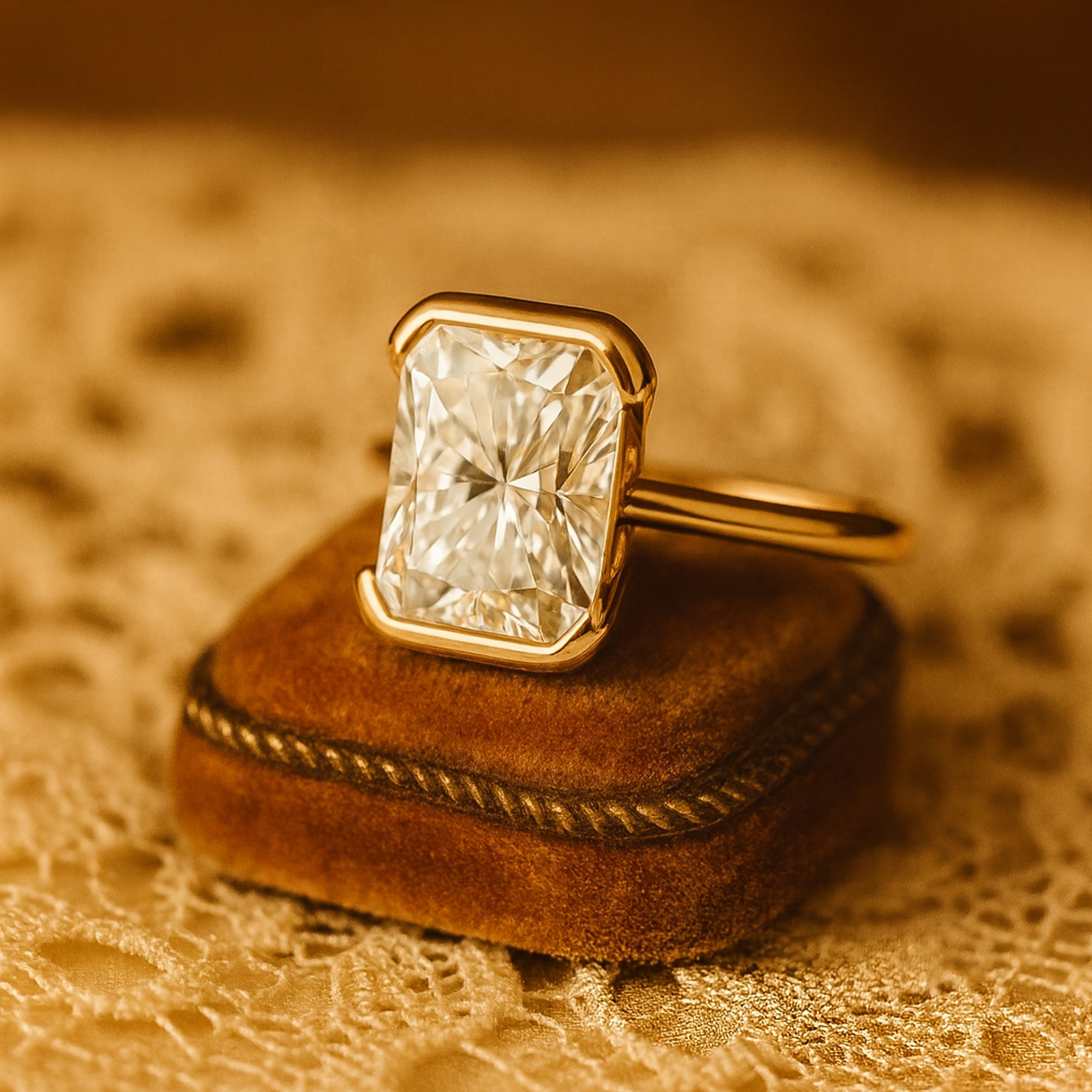 September Born Birthstone Brilliant Radiant Cut Diamond 10K Gold Rings