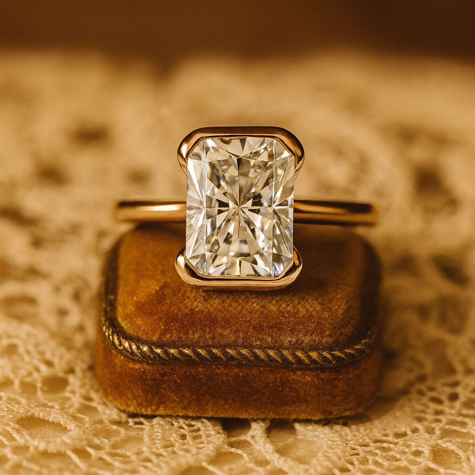 September Born Birthstone Brilliant Radiant Cut Diamond 10K Gold Rings