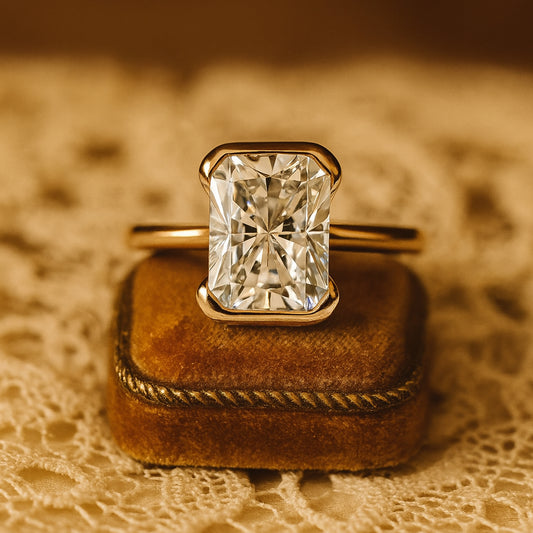 September Born Birthstone Brilliant Radiant Cut Diamond 10K Gold Rings